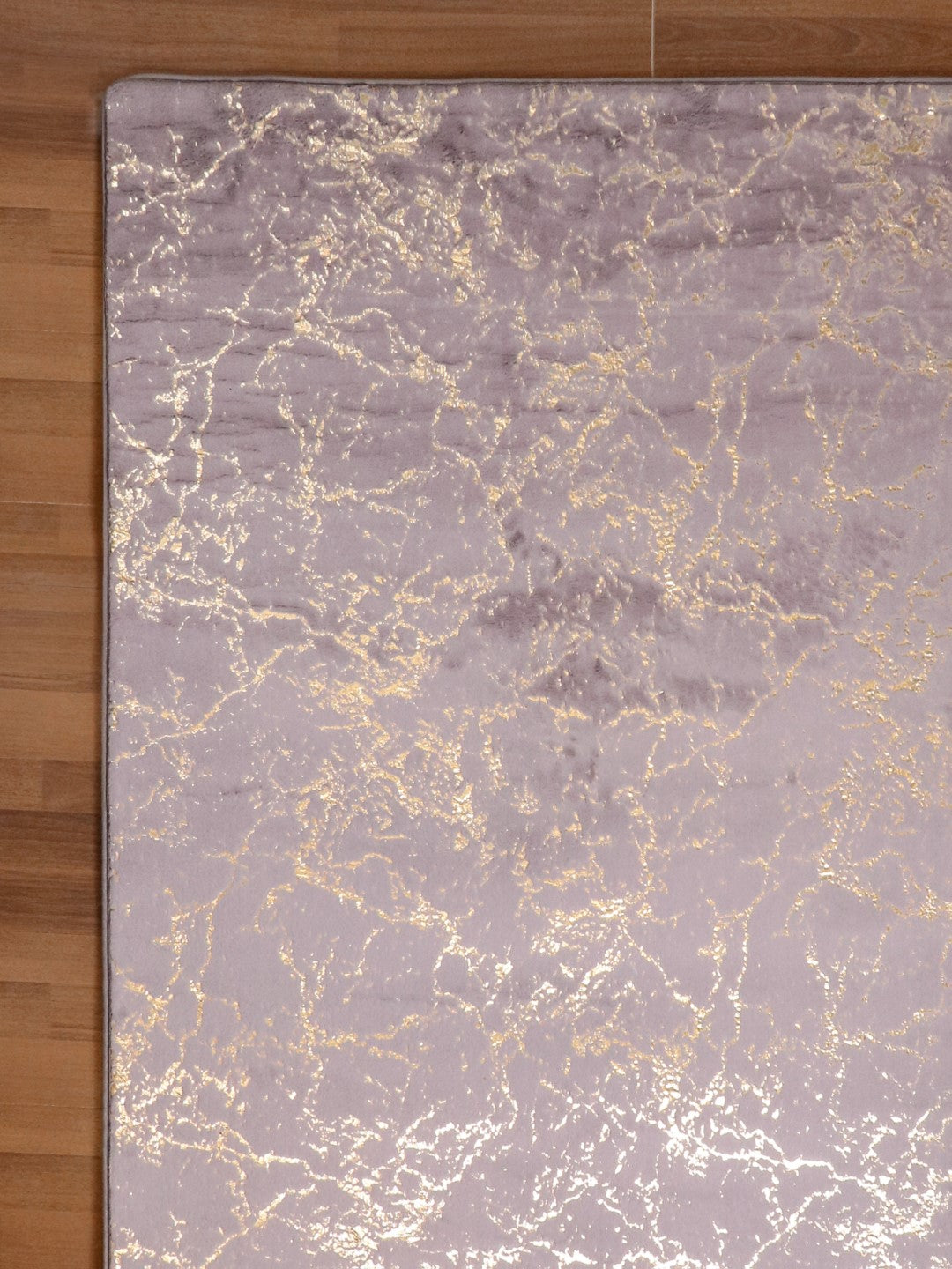 Purple And Golden Abstract Engraved Fancy Rug