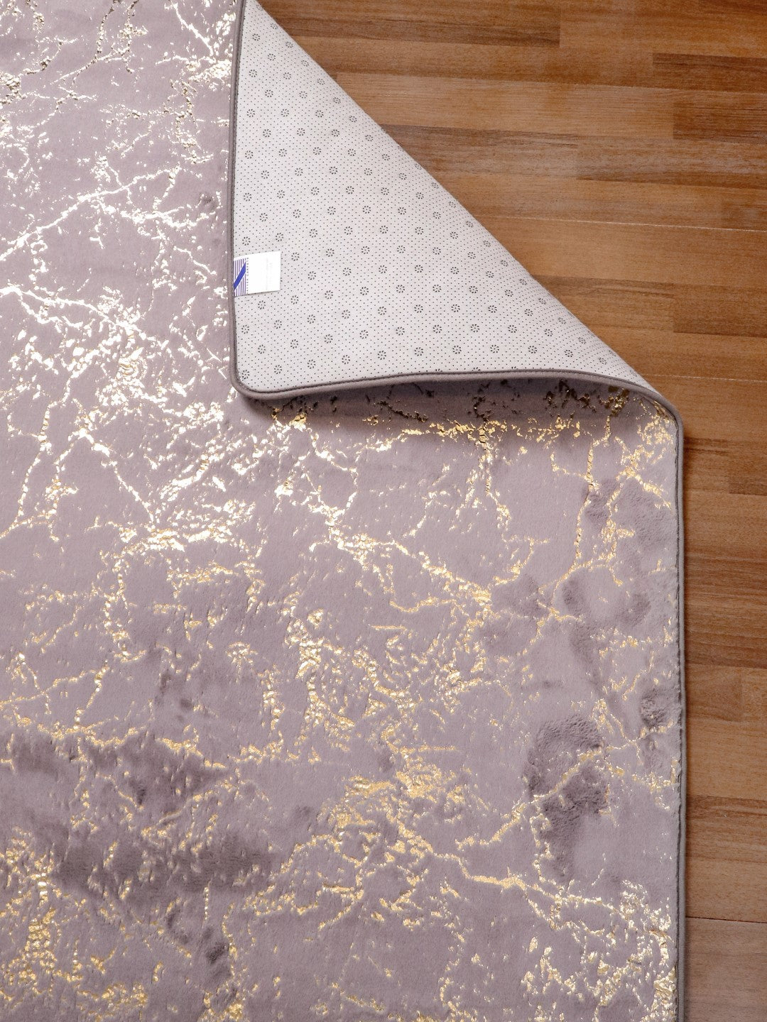 Purple And Golden Abstract Engraved Fancy Rug