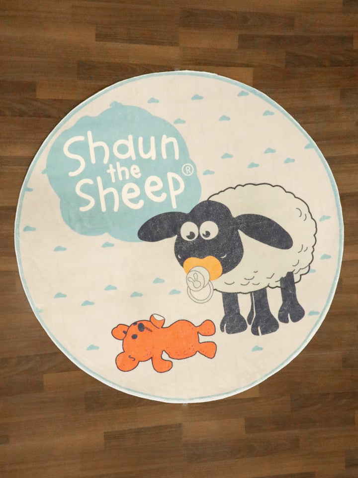 Beige Shaun The Sheep Print Rug