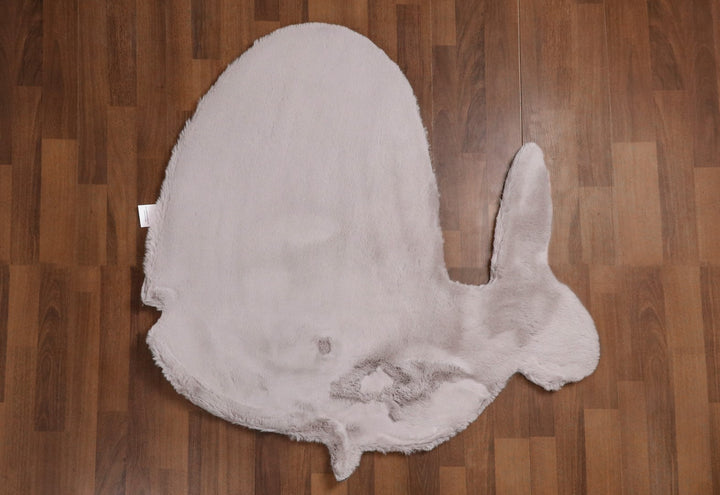 Grey Whale Shape with Anti Slip Dot Backing Soft and Thick Micro Fur Rug