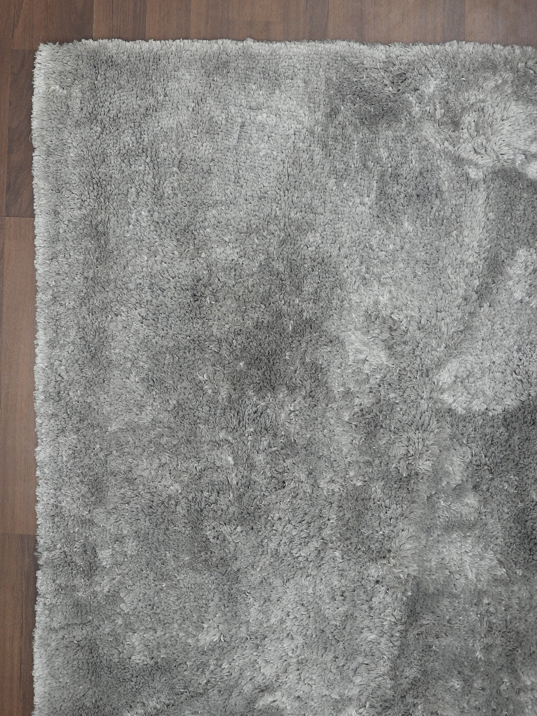 Light Grey Plain Fancy Shaggy Rectangle Soft and Thick Rug with Woven Back
