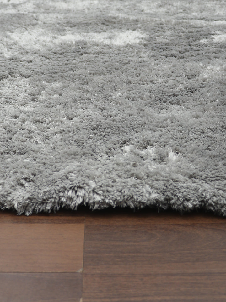 Light Grey Plain Fancy Shaggy Rectangle Soft and Thick Rug with Woven Back