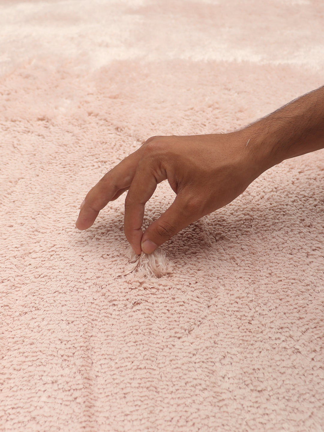 Peach Plain Fancy Shaggy Rectangle Soft and Thick Rug with Woven Back