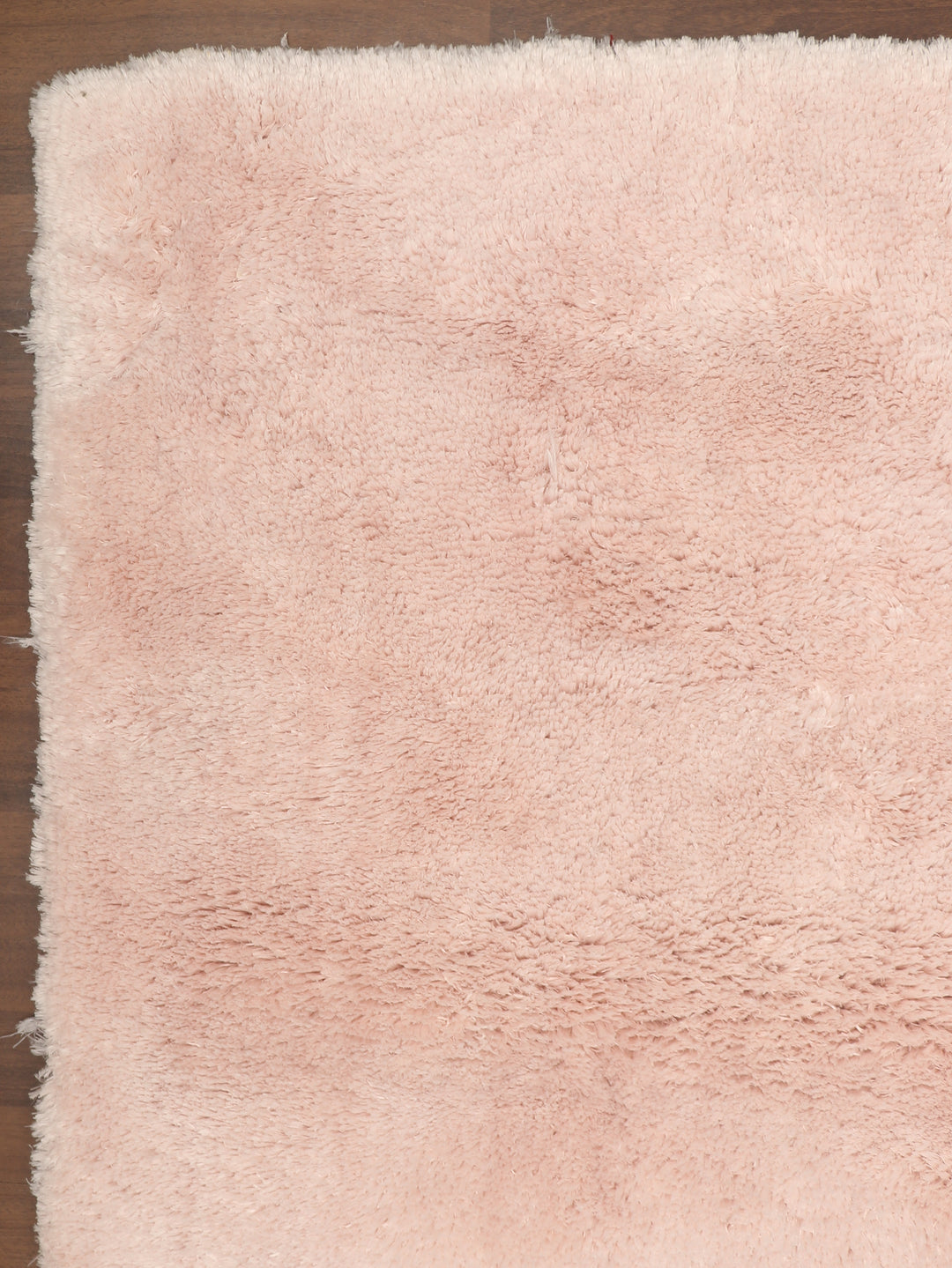 Peach Plain Fancy Shaggy Rectangle Soft and Thick Rug with Woven Back