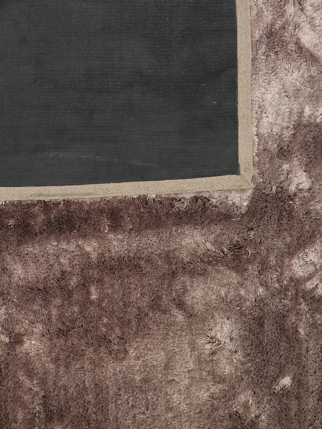 Brown Plain Fancy Shaggy Rectangle Soft and Thick Rug with Woven Back