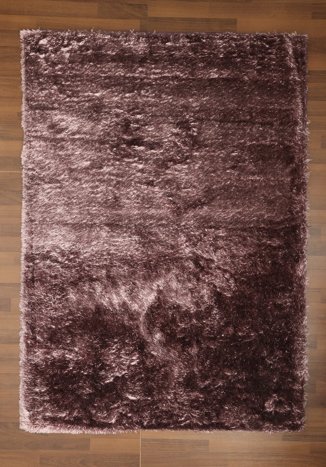 Purple Plain Fancy Shaggy Rectangle Soft and Thick Rug with Woven Back