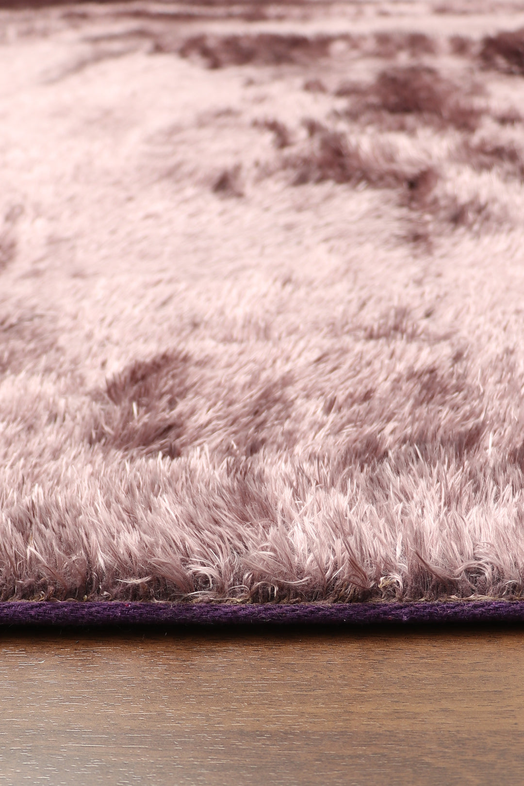 Purple Plain Fancy Shaggy Rectangle Soft and Thick Rug with Woven Back