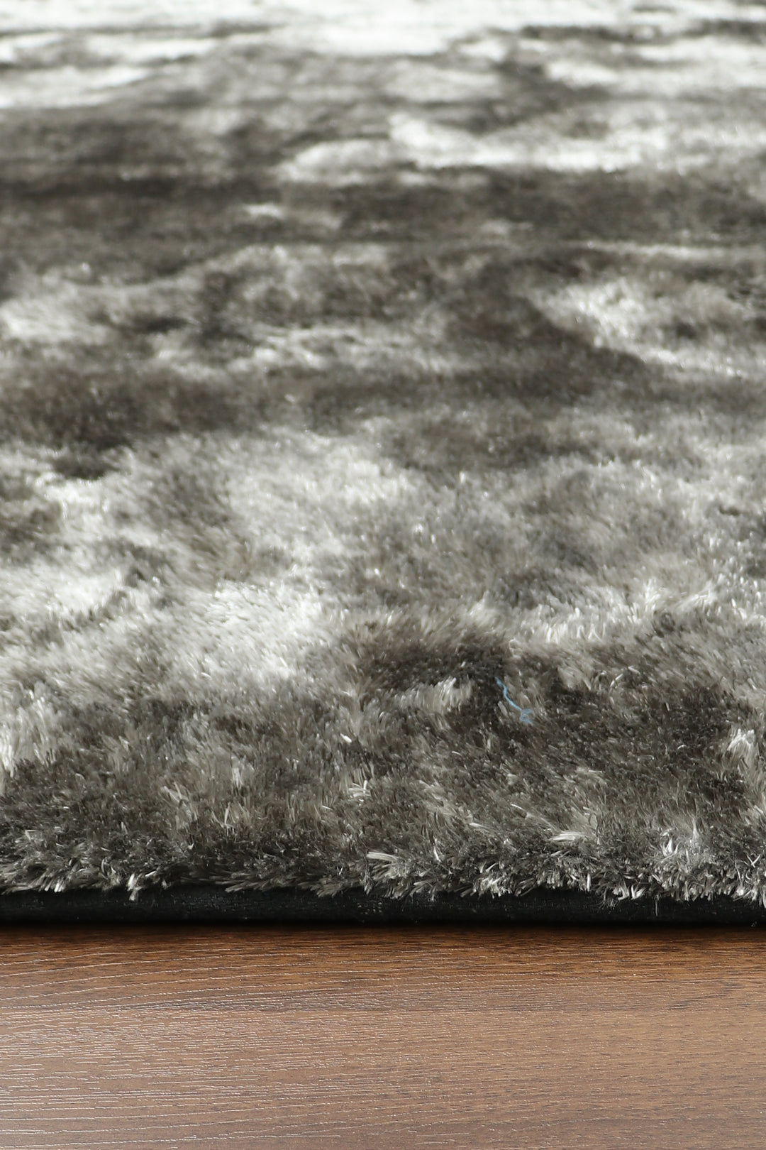 Grey Plain Fancy Shaggy Rectangle Soft and Thick Rug with Woven Back