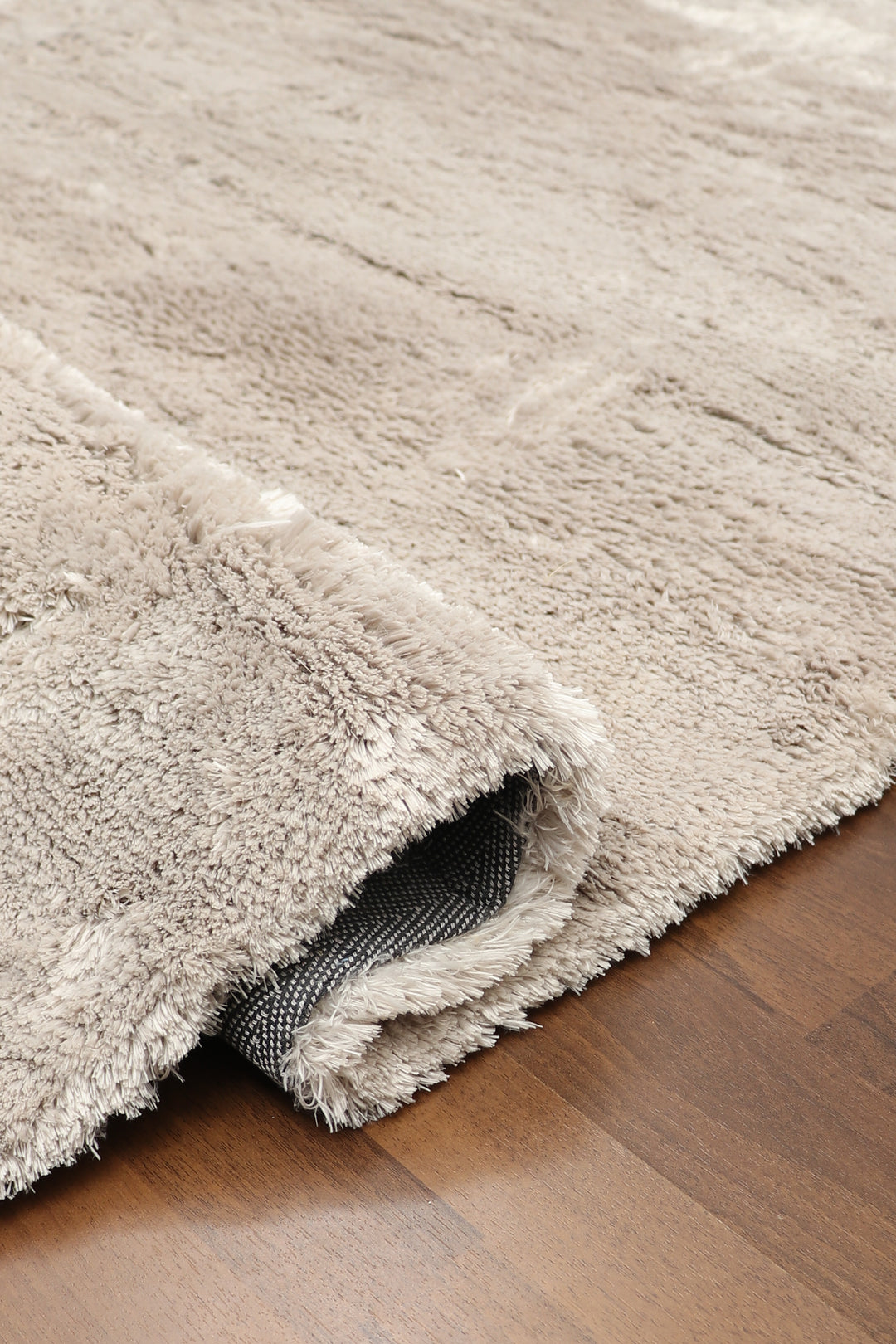 Light Brown Plain Fancy Shaggy Rectangle Soft and Thick Rug with Woven Back