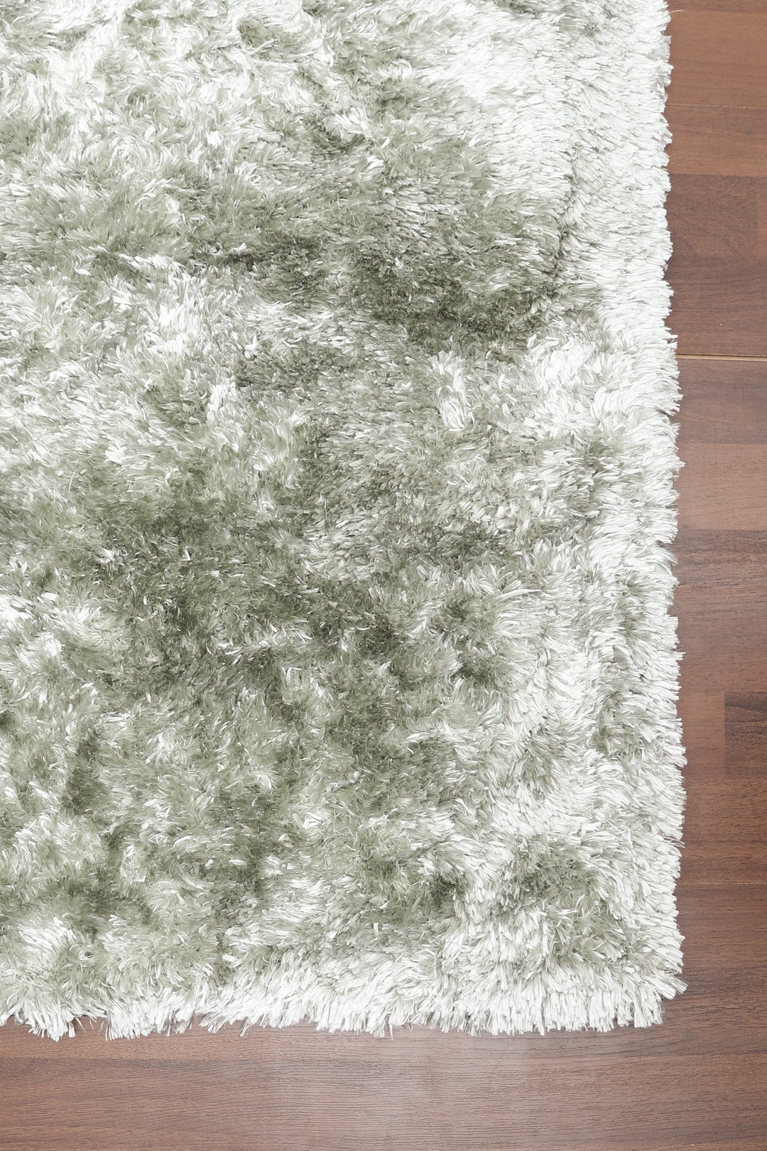 Olive Green Plain Fancy Shaggy Rectangle Soft and Thick Rug with Woven Back