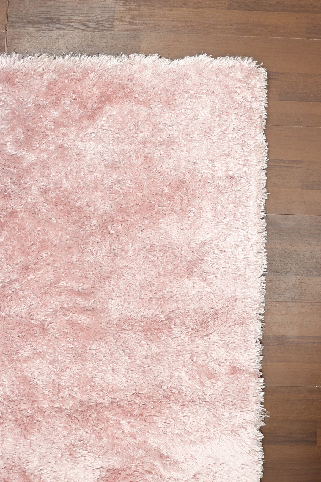 Pink Plain Fancy Shaggy Rectangle Soft and Thick Rug with Woven Back