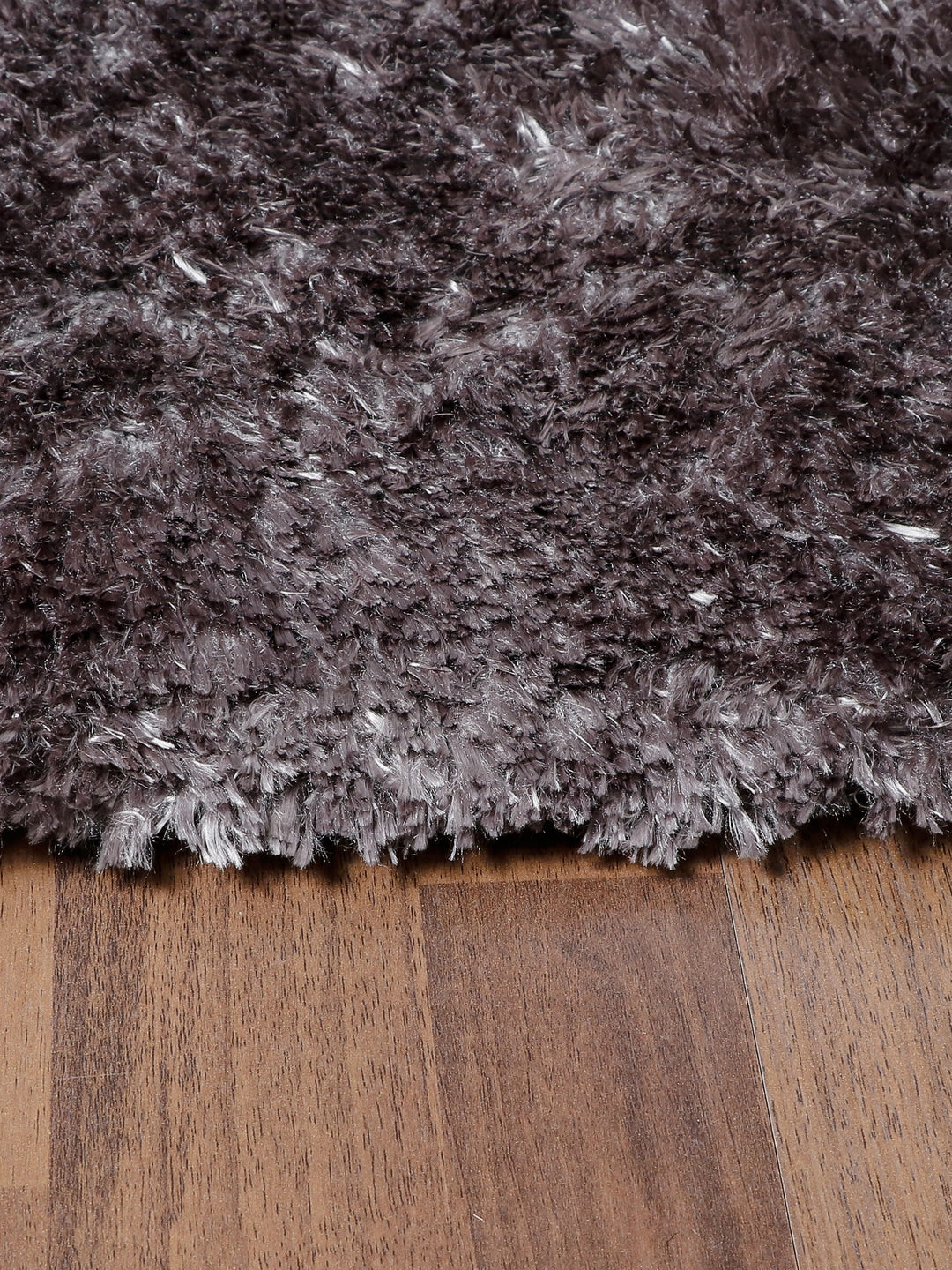 Dark Brown Plain Fancy Shaggy Rectangle Soft and Thick Rug with Woven Back