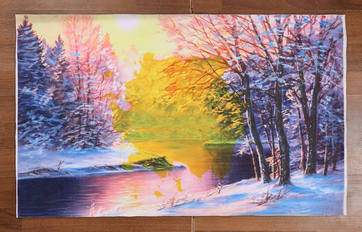 Winter Lake View Print Felt Scenery