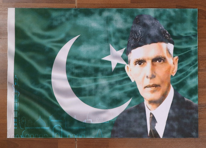 Pakistani Flag and Quaid e Azam Print