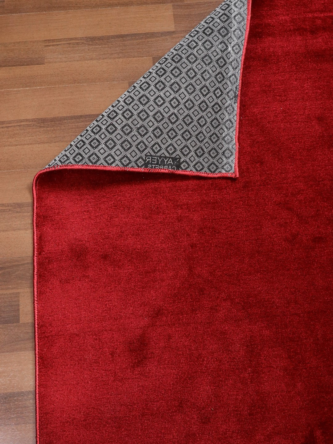 Valentine Red Plain Print Non Woven Tufted Rectangle Rug with Doted Back For Everyday Use